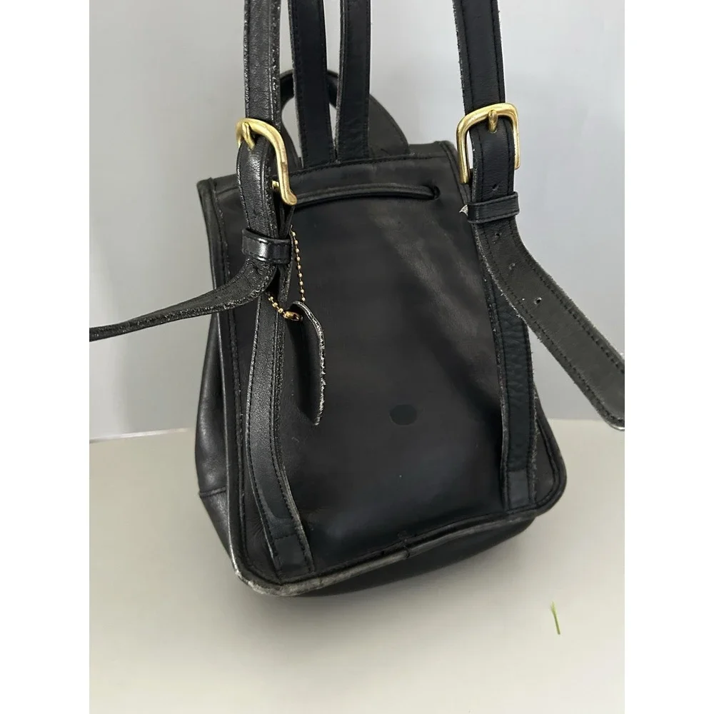 Vintage COACH 9960 Black Leather Backpack Bag Turnlock Brass Hardware Y2K 90s